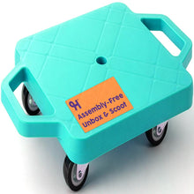 Hurtle Kids Scooter Board - With Handles, Tow Strap, Smooth Casters, And Flat Round Cones For Indoor Play, Gym Classes, And Pe Activities (Teal)