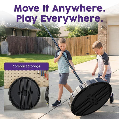 Hurtle Portable Tetherball Set - Complete Indoor/Outdoor Game With Ball, Cord, Pole, Pump And Heavy-Duty Base For Gym, Backyard, Beach, And Lawn Fun (Black)