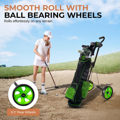 2-Wheel Golf Push Cart - Lightweight Aluminum, Foldable, Adjustable Handle