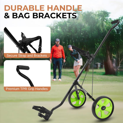 2-Wheel Golf Push Cart - Lightweight Aluminum, Foldable, Adjustable Handle