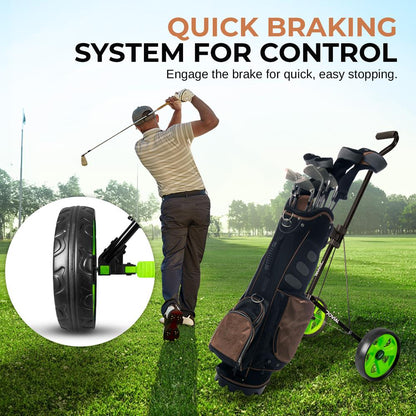 2-Wheel Golf Push Cart - Lightweight Aluminum, Foldable, Adjustable Handle