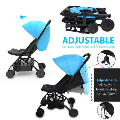 Portable Folding Baby Stroller, Lightweight Aluminum, Blue