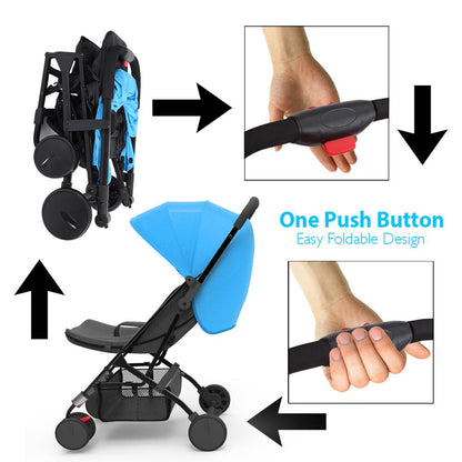 Portable Folding Baby Stroller, Lightweight Aluminum, Blue