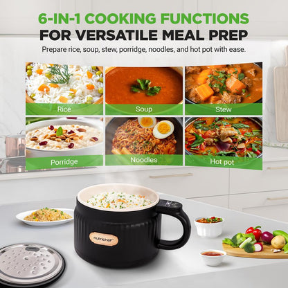 Portable Rice Cooker, Rapid Cooking, Non-Stick Ceramic, 1.6L Capacity