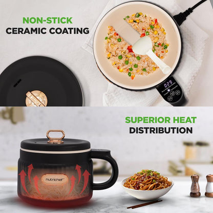 Portable Rice Cooker, Rapid Cooking, Non-Stick Ceramic, 1.6L Capacity