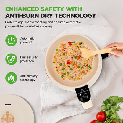 Portable Rice Cooker, Rapid Cooking, Non-Stick Ceramic, White