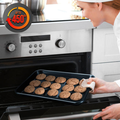 Non-Stick Baking Pans Set, Easy Clean, Carbon Steel, Blue