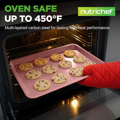 2-Piece Nonstick Cookie Sheets Set, Carbon Steel, Rose Gold