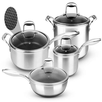 8-Piece Cookware Set, Quick Heat, Triply Stainless Steel, Non-Stick