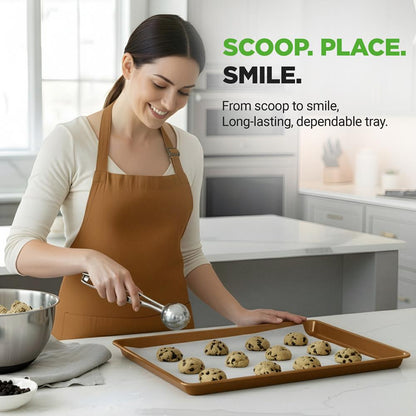 3-Piece Nonstick Baking Pan Set, Durable Carbon Steel, Gold