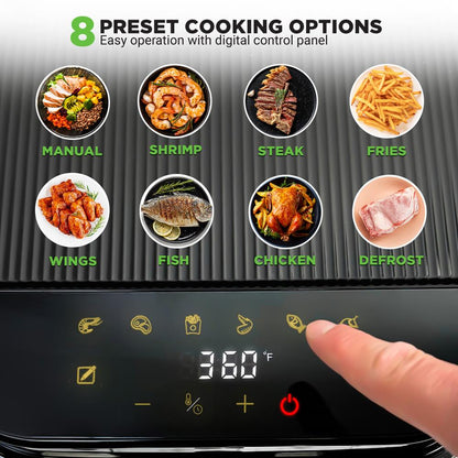 5.8QT Air Fryer, Quick Cooking, Transparent Bowl, White