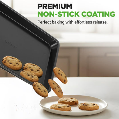 Stackable Non-Stick Bakeware Set, Easy Release Carbon Steel, Black