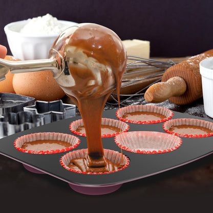 8-Piece Nonstick Bakeware Set - Space-Saving Stackable Design, Purple