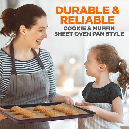 8-Piece Nonstick Bakeware Set - Space-Saving Stackable Design, Purple