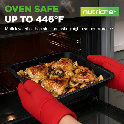 10-Piece Nonstick Bakeware Set - Easy Release Carbon Steel, Gray