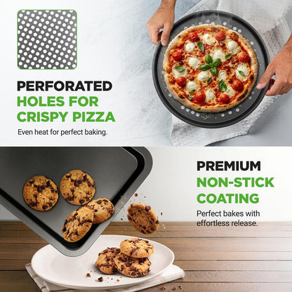 10-Piece Nonstick Bakeware Set - Easy Release Carbon Steel, Gray