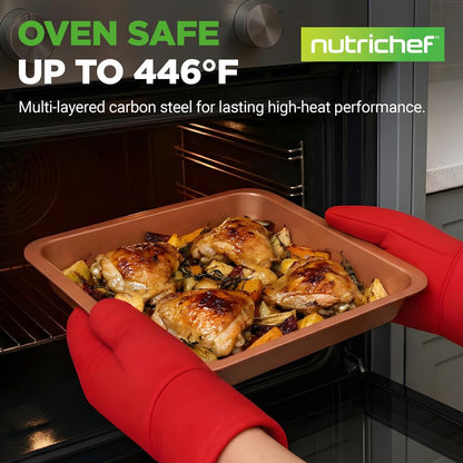 10-Piece Nonstick Bakeware Set, Easy Clean Carbon Steel, Copper