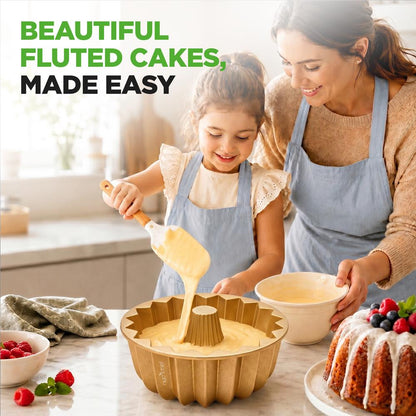 9" Cake Pan - Uniform Baking, Nonstick Cast Aluminum, Gold