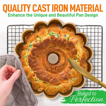 9" Cake Pan, Uniform Browning, Cast Aluminum, Nonstick Coating