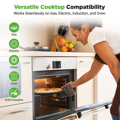 13" Cast Iron Pizza Pan - Versatile Pre-Seasoned Griddle w/ Handles