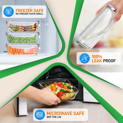 10-Piece Glass Food Storage Set, Leak-Proof, Borosilicate, Gray
