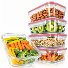 10-Piece Leakproof Glass Containers Set, Freezer-to-Oven Safe, Red