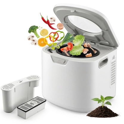 Electric Kitchen Composter 4L, Self-Cleaning, Odorless & Low Noise, Turning Food Waste Into Fertilizer (White)