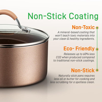 20-Piece Nonstick Cookware Set - Even Heat, PFOA/PFOS-Free, Tempered Glass
