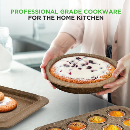22-Piece Non-Stick Cookware Set, Even Heat, Marble Coating, Maroon