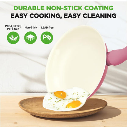 54-Piece Non-Stick Cookware Set, Even Heat Ceramic, Blush Pink