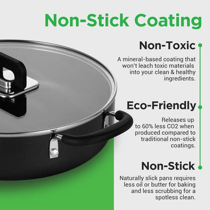 17-Piece Non-Stick Cookware Set - Space-Saving, Induction, Foldable Knob