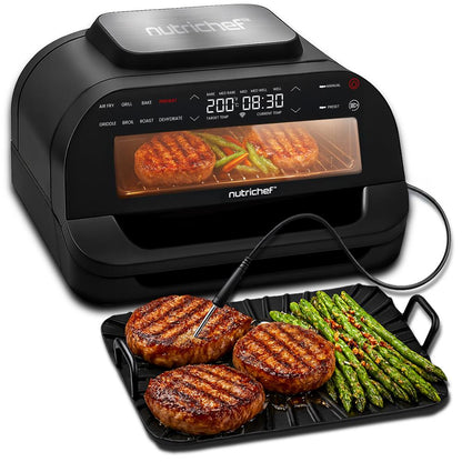 Smart Griller With Air Frying Combo - Includes Searing, Removable Grill Gate, Crisper Basket, Cooking Pot, And Smoke Control System
