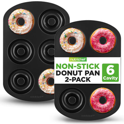 Nonstick Donut Pans 2-Pack, Easy Clean Carbon Steel, Oven Safe 450¬8F