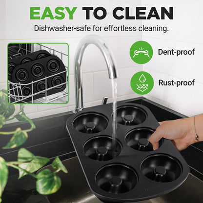 Nonstick Donut Pans 2-Pack, Easy Clean Carbon Steel, Oven Safe 450¬8F