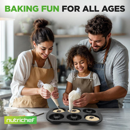Nonstick Donut Pans 2-Pack, Easy Clean Carbon Steel, Oven Safe 450¬8F