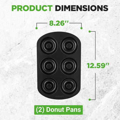 Nonstick Donut Pans 2-Pack, Easy Clean Carbon Steel, Oven Safe 450¬8F