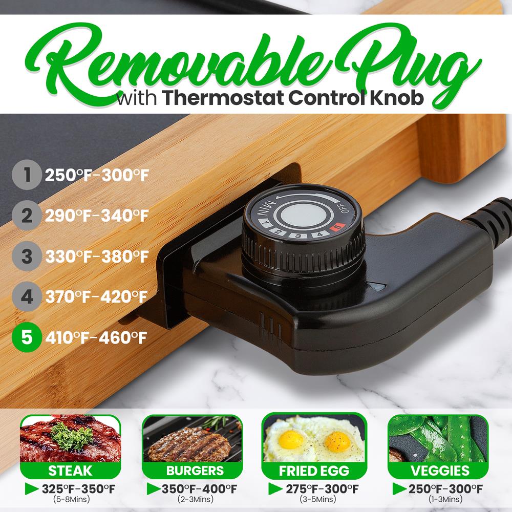 product image number 3 for NutriChef Detachable Electric Bamboo Grill