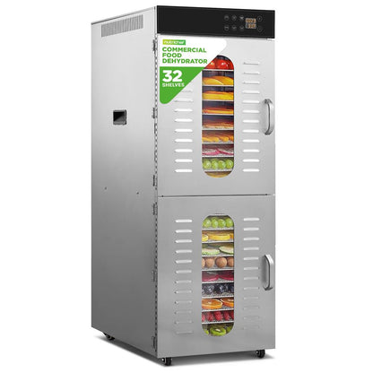 32-Layer Food Dehydrator, Large Capacity, Stainless Steel, Digital Timer