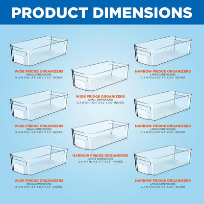 8-Piece Clear Fridge Organizer Set, BPA-Free, Shatter-Resistant Plastic