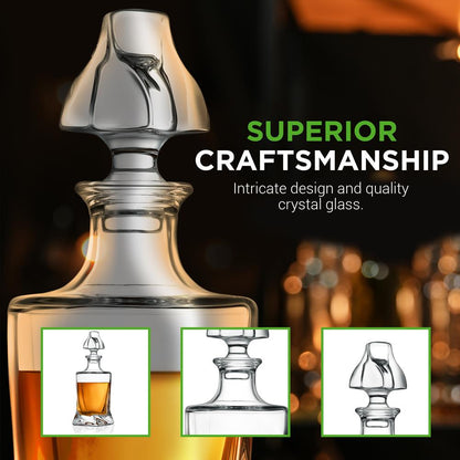 Home Bar Whiskey Decanter - Glass Liquor Decanter For Brandy, Wine, Whisky Or Vodka And More