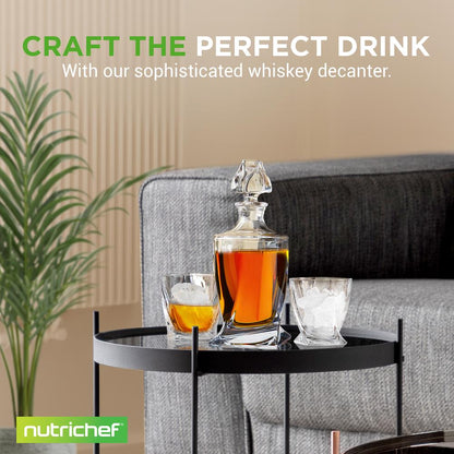 Home Bar Whiskey Decanter - Glass Liquor Decanter For Brandy, Wine, Whisky Or Vodka And More