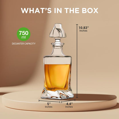 Home Bar Whiskey Decanter - Glass Liquor Decanter For Brandy, Wine, Whisky Or Vodka And More