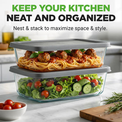 4-Piece Glass Loaf Pan Set, Airtight, High Borosilicate, Clear