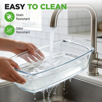 4-Piece Glass Loaf Pan Set, Airtight, High Borosilicate, Clear