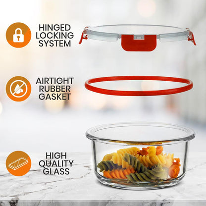 Glass Food Storage Set 24pc Airtight Leak-Proof Borosilicate Red