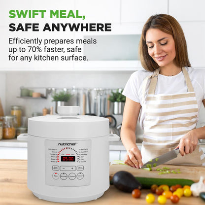 Electric Pressure Cooker 6QT Fast Cooking Digital Display White
