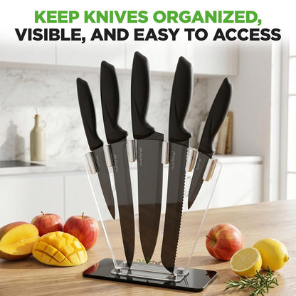 7-Piece Knife Set for Precision Cutting, Stainless Steel, Acrylic Stand
