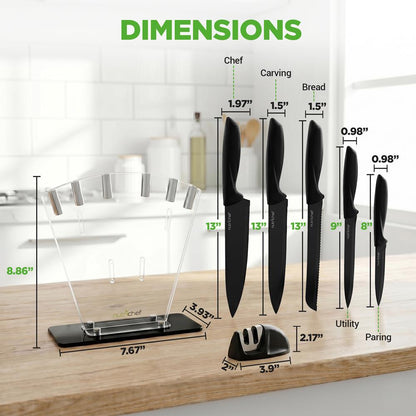 7-Piece Knife Set for Precision Cutting, Stainless Steel, Acrylic Stand