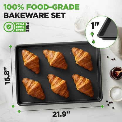 2-Piece XL Cookie Sheet Set, Nonstick Carbon Steel, Stackable