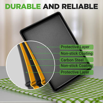 2-Piece XL Cookie Sheet Set, Nonstick Carbon Steel, Stackable